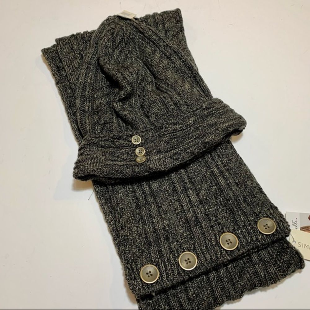 Simply Noelle Black Infinity Scarf w/ Stocking Cap